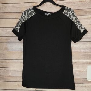 White Birch Black Leopard Sleeve Top